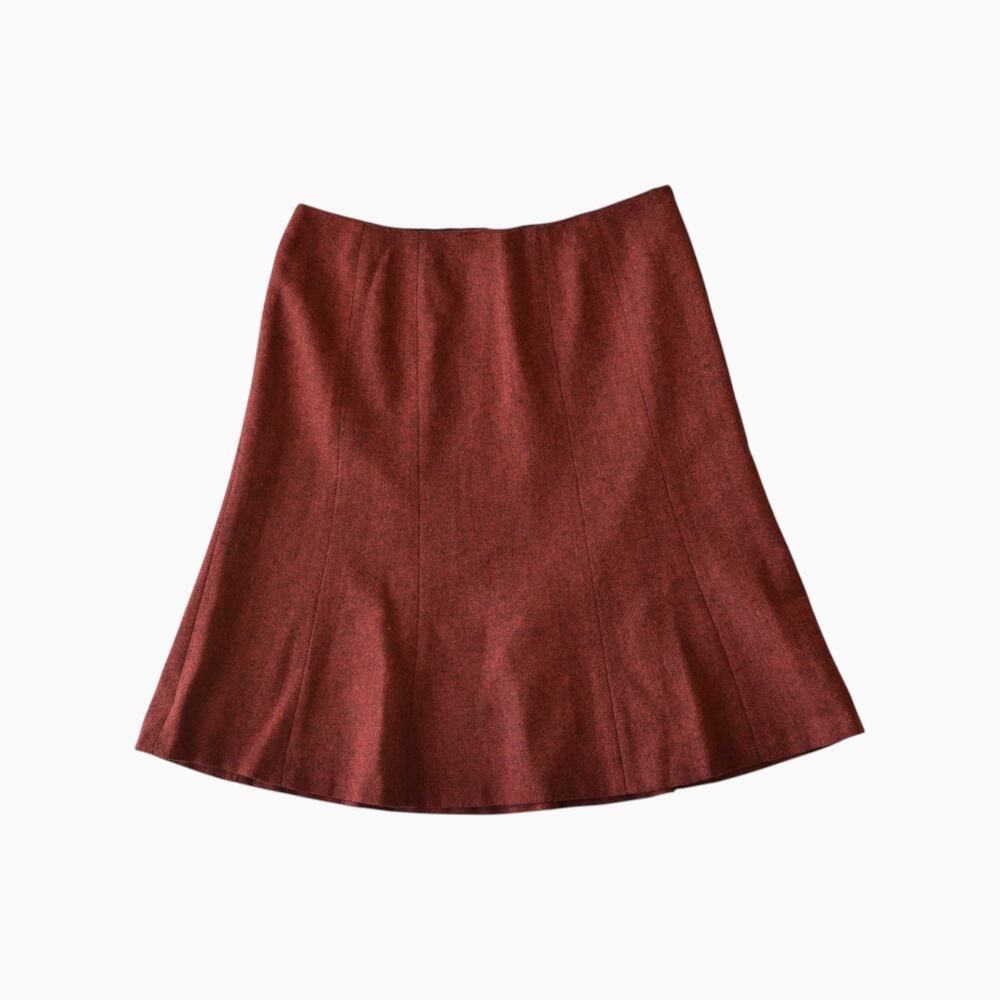 Calvin Klein Rust Orange Wool Blend A Line Skirt Size 8